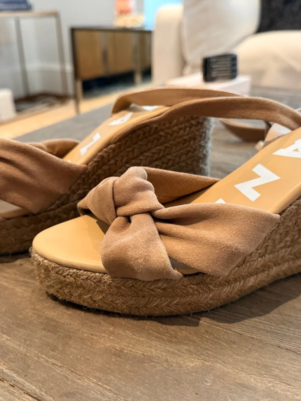 Manebi Suede Wedge Espadrilles with Knot Size 8 - Picture 3 of 4